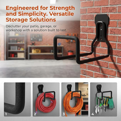 2Pcs Garden Hose Holder Wall Mount, Water Hose Hanger Hook for Outside, Heavy Duty Metal Hose Storage Reel for Garden, Patio, Backyard, Garage, Fence Hose Stand