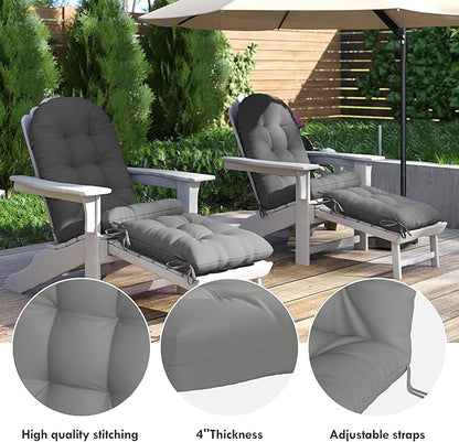 Adirondack Chair Cushion with Ottoman, Folding Adjustable Adirondack Seat Cushions, Waterproof Adirondack Patio Chair Pads for Garden, Deck, or Poolside, Small-Gray-2