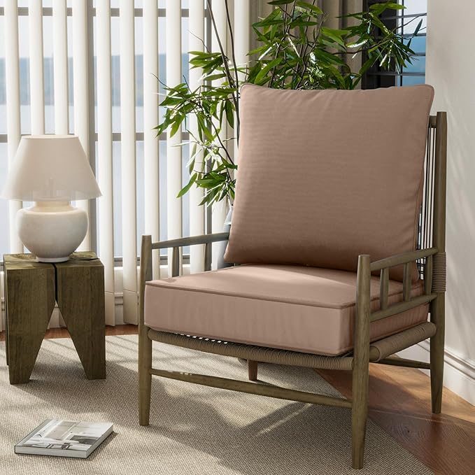22" x 22" x 6" Outdoor Deep Seat Cushions Set - 2 Set Waterproof & Fade Resistant Patio Furniture Replacement Cushions, Non-Slip Outdoor Cushions Fit Loveseats, Couches, Chairs, and Sofas.