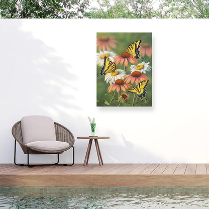 Outdoor Canvas Art - Jeff Hoff 'Yellow Tiger Swallowtails' Wall Art for Outdoor Spaces, Patios, or Gardens by Trademark Fine Art