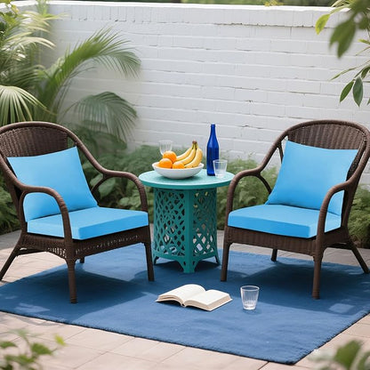 Outdoor Seat Cushion Set 19 x 19 In, Water-Resistant & Fade-Resistan, Patio Furniture Cushions with Removable Cover Deep Seat & Back Cushion with Handle and Adjustable Straps for Chair Sofa,2PC