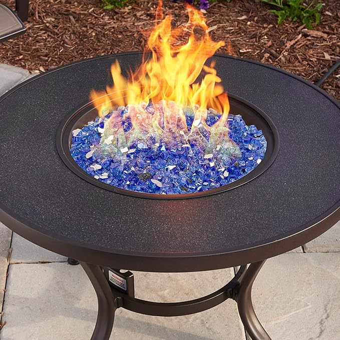 Mr. Fireglass 10 Pounds Fire Glass, 1/2 Inch High Luster Reflective Tempered Fire Glass Rocks for Fire Pit Fireplace and Landscaping, Cobalt Blue