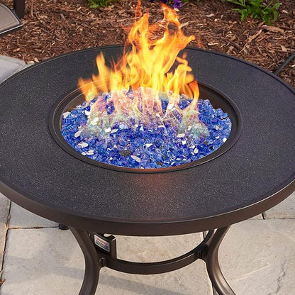 Mr. Fireglass 10 Pounds Fire Glass, 1/2 Inch High Luster Reflective Tempered Fire Glass Rocks for Fire Pit Fireplace and Landscaping, Cobalt Blue
