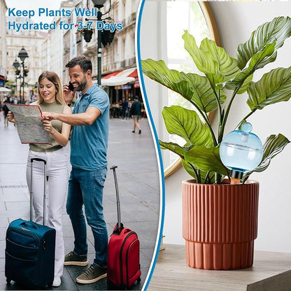 2 Pack Self Watering Globes 17oz Large Plant Watering Globes Top Fill, Self Water Planter Insert Indoor/Outdoor Plastic Water Bulbs Slow Release Terracotta for Plants, Blue