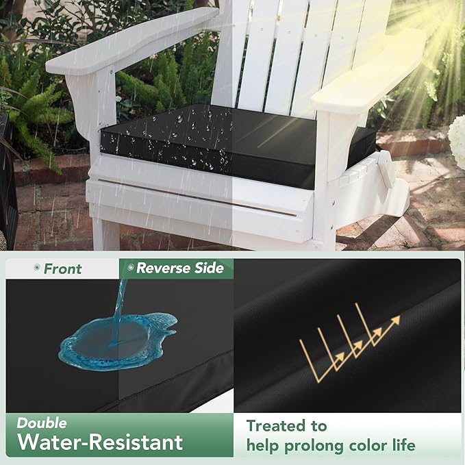 Outdoor Chair Cushions Set of 6: Waterproof & Color Fastness Seat Cushion for Patio Furniture - 22 x 22 x 3 Inch Chair Pads with Ties and Hidden Zipper - Patio Chair Cushion Replacement, Black