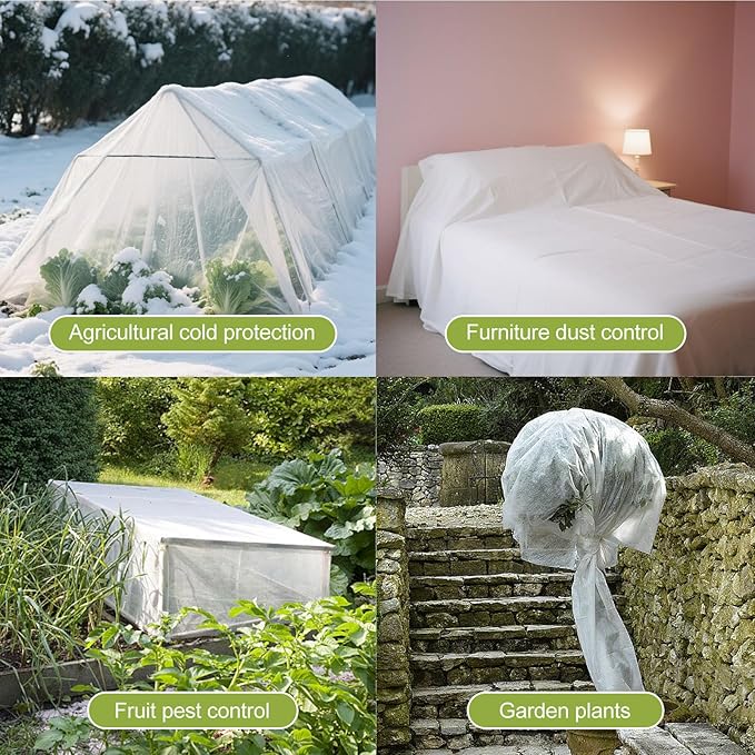 Plant Covers Freeze Protection, 10X40FT Reusable Thickened Winter Floating Row Covers, Frost Cloth Blanket Shade Cloth Garden Fabric Plant Cover for Raised Beds Vegetables Insect Winter Frost