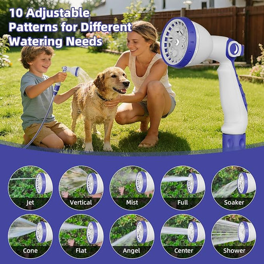Retractable Garden Hose Reel 1/2 Inch x 50 FT | Heavy Duty Rewind Wall Mount Hose Holder with 10-Pattern Spray Nozzle for Garden Watering, Car & Boat Washing, Pet Cleaning