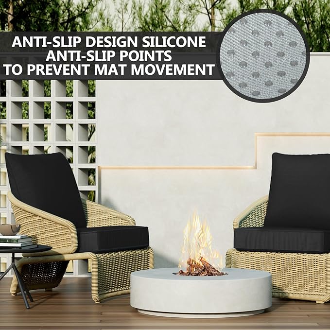 24" x 24" x 6" Outdoor Deep Seat Cushions Set - Waterproof & Fade Resistant Patio Furniture Replacement Cushions, Non-Slip Outdoor Cushions Fit Loveseats, Couches, Chairs, and Sofas.