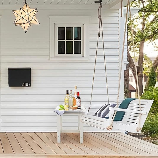 Meluvici Outdoor Side Table, Small Adirondack Side Table for Adirondack Chair - Indoor Outdoor End Table - HDPS (White)