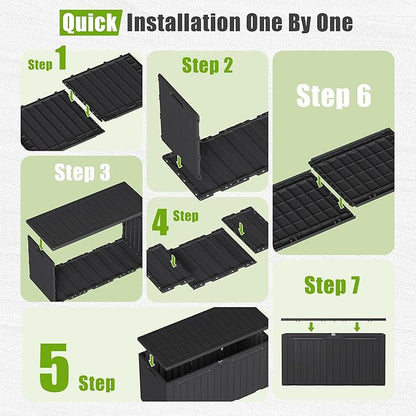 Flamaker Resin Deck Box 100 Gallon Large Lockable Outdoor Storage Box Waterproof Deck Chest for Patio Cushions, Garden Tools, Accessories (Black)