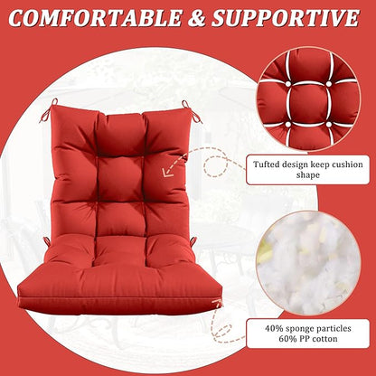 Patio Seat&Back Chair Cushions for Outdoor Furniture，Comfortable Cushions for Rocking/Dining/Lawn Chair-Set of 2