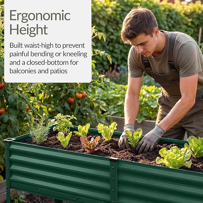 Best Choice Products 72x24x30in Non Toxic Galvanized Raised Garden Bed, Metal Elevated Planter Box, Vegetable Garden, 100% Non Toxic Materials - Dark Green