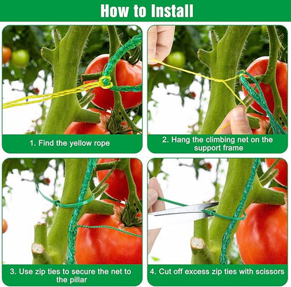 Unves Garden Trellis for Climbing Plants, 16.4 x 6.6 Ft Garden Trellis Heavy Duty Plant Net for Cucumber, Tomato, 27 Strands & 4x4 Inch Netting for Vegetables, Grapes, Bean