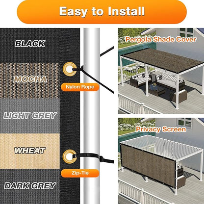 Artpuch Outdoor Pergola Shade Cover 4x19 FT Sun Shade Cloth with Grommets Mocha 90% UV Protection Canopy Patio Privacy Screen (Customized Available)