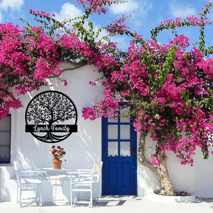 Custom Tree of Life Monogram Name Signs | Personalized Metal Letters Wall Art | Outdoor Balcony & Porch Garden Decor