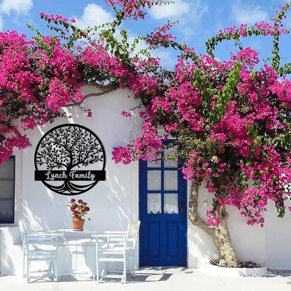 Custom Tree of Life Monogram Name Signs | Personalized Metal Letters Wall Art | Outdoor Balcony & Porch Garden Decor