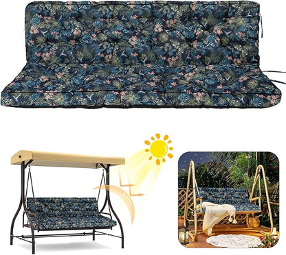 2/3 Seater Swing Replacement Cushion, Waterproof Porch Swing Cushions with Backrest, Thickened Bench Cushions for Outdoor Furniture, for Outdoor Patio Swing (Hummingbird, 70.8 * 40in)