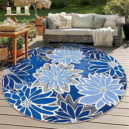 ZonLi Colorful Outdoor Rug 6x6Ft Waterproof Multicolored Indoor Area Rug Washable Outdoor Patio Rugs Tropical Floral Non Slip Outdoor Carpet for Living Room, Pool,Backyard,Deck,Camping