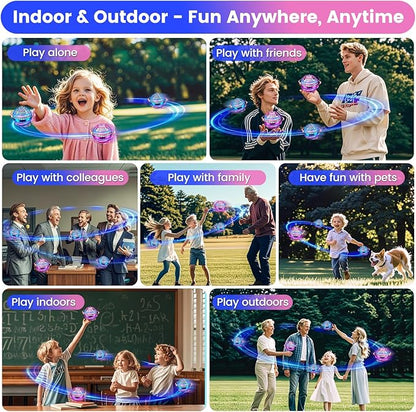 Flying Orb Ball Toy, 2026 Upgrade Hand Controlled Hover Ball with LED Lights,360° Rotating Boomerang Globe Cool Mini Drone, Ideal Birthday&Christmas Gift for Boys Girls-Blue & Purple