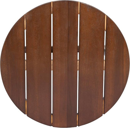 Christopher Knight Home Jara Outdoor Round Side Table, Slat Panel Small Coffee Table, Acacia Wood Side Desk for Backyard Balcony Garden, Weather Resistant Patio End Table, Dark Oak