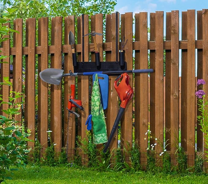 Poolmaster Outdoor Wall-Mounted Tool Organizer Rack, Heavy-Duty Garden Tool Holder and Swimming Pool Equipment Storage for Backyard, Fence, or Garage