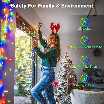 164FT 1620 LED Outdoor Christmas Lights - 360 Ice Drops, 12 Pro Modes with Timer Memory & Brightness, Waterproof Hanging Ice String Light for Holiday Wedding Garden Fence House Decor (Multicolor)