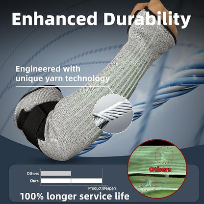 Schwer PRO-SKIN ANSI A6 Cut Resistant Sleeves With 2.0 Detachable Hook and Loop Straps, Non-PFAS, High Risk Cut Protection Arm Sleeve for Thin Skin, Gardening Sleeves, Protective Sleeve for Arms