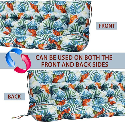 Swing Replacement Seat Cushions, 2-3 Seater Bench Cushions for Outdoor Furnitur with Backrest, Garden Recliner Seat Cushions Waterproof Sofa Pads (Flower Pattern, 40x40in)