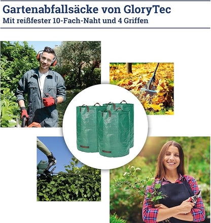 Glorytec 3-Pack 80 Gallons Garden Bag - Extra Large Reusable Leaf Bags - Garden Waste Bags - Collapsible Gardening Containers for Lawn and Yard Waste - 4 Handles