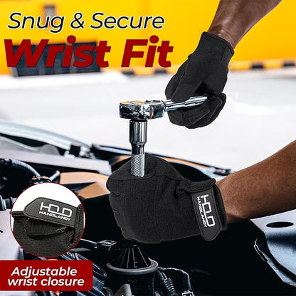 HANDLANDY Work Gloves for Men & Women, Utility Mechanic Working Gloves Touch Screen, Flexible Gardening Gloves for Yard