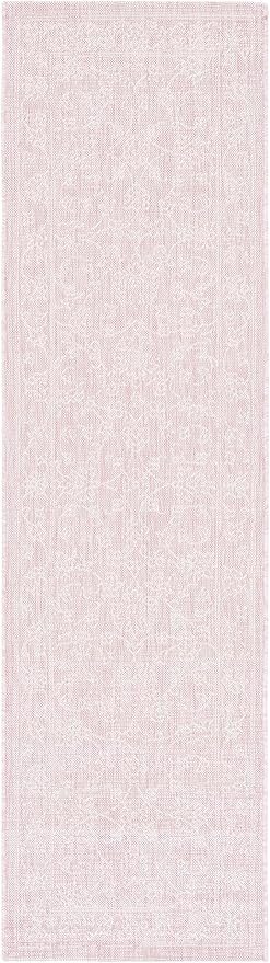 SAFAVIEH Courtyard Collection 2'3" x 8' Soft Pink/Ivory CY8680 Indoor/ Outside Waterproof Easy cleansingPatio Backyard Mudroom Runner Mat