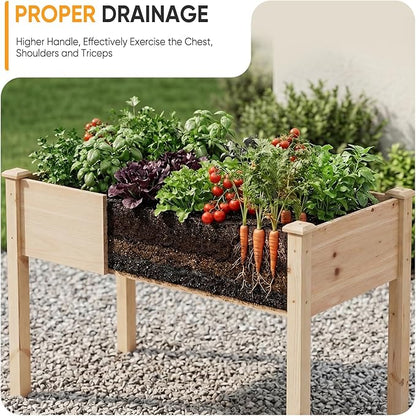 NEWBULIG Raised Garden Bed with Legs 48x24x30in,Elevated Wood Planter Box Stand for Outdoors Garden Balcony Courtyard, Natural Wood 400 Pound Capacity for Planting Herbs Flowers Vegetables