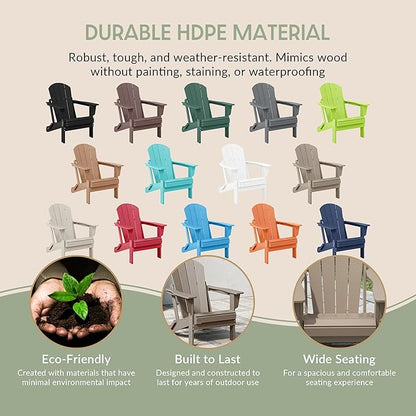 WestinTrends Malibu 4-Piece Set Outdoor Folding Poly Adirondack Chair, Weathered Wood