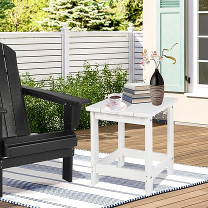 LZRS Adirondack Outdoor Side Table – Durable Weather-Resistant HDPE Patio End Table for Porch, Deck, Pool, Garden,Sturdy and Easy Assembly, White