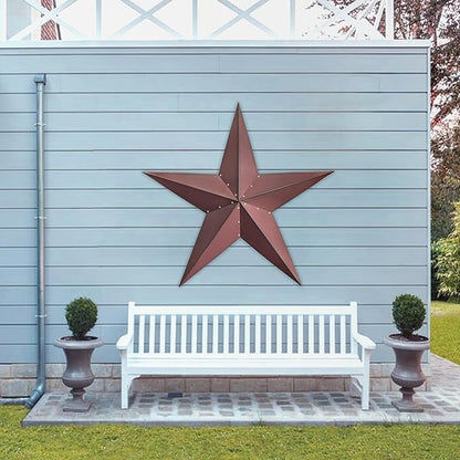 JoyEvy 48" Large Barn Star-Red Black Barn Stars Outdoor Decoration-Metal Star for Outside Texas Stars Art Rustic Vintage Western Country Home Farmhouse Primitive House Decor- Primitive Wall Décor