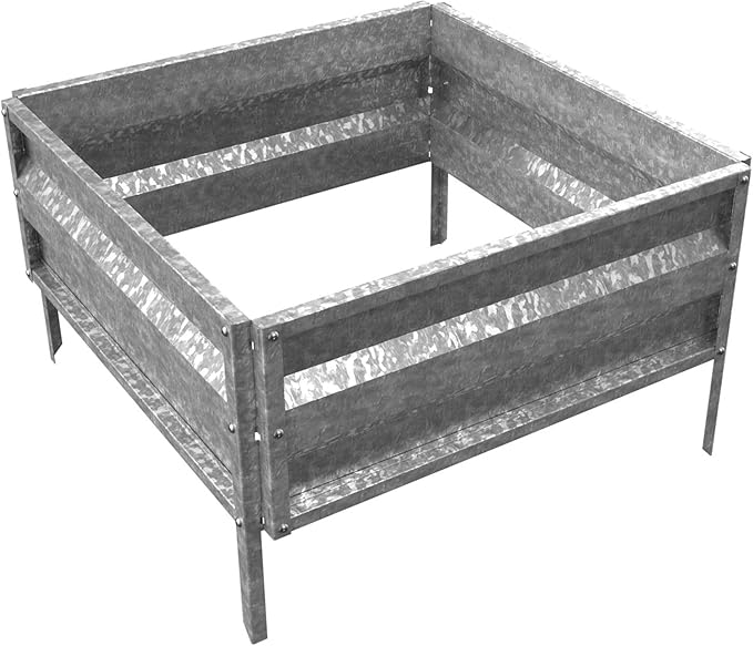 Pure Garden Raised Garden Bed Plant Holder Kit with Adjustable Galvanized Iron for Growing Flowers, Vegetables, Herbs