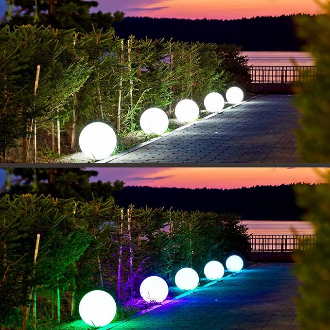 Mr.Go 12-inch LED Ball Light and 16-inch LED Ball Light Bundle, Remote Control, 16 RGB Colors 4 Modes, Dimmable, Rechargeable, Waterproof, Great as Night Light Mood Lamp Ambient Lighting Decorations