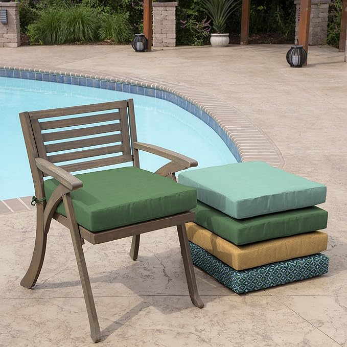 Arden Foam Outdoor Seat Cushions (4-Pack), 19 x 19, Premium High-Density Foam, Never Flattens, Weather-Proof for Outdoor Chairs Bright Moss Green Leala