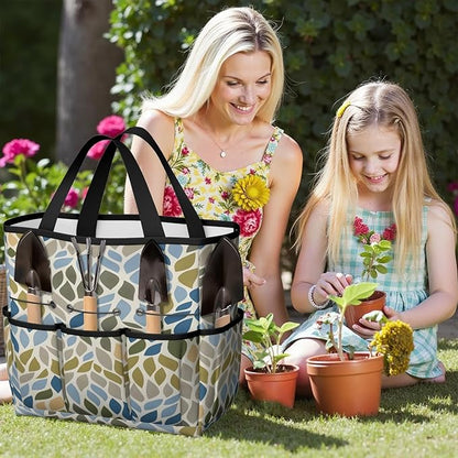 Paisley Garden Tool Bag - Waterproof Garden Tote with 8 Pockets, Large Storage Home Organizer Gardening Tool Oxford Bag for Garden Tools Kits Holder, Ideal Outdoor Gardening Gift for Women & Men