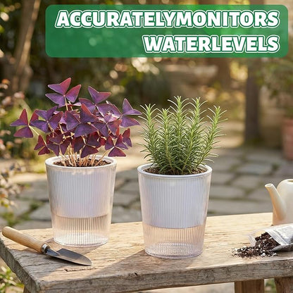 6 Pack Self Watering Pots for Indoor Plants Plastic Vertical Ribbed Semi Transparent Planters, Dual Layer Reservoir for Indoor Succulents Herbs Pothos(Clear, White,4.4 x 4.9 Inch)