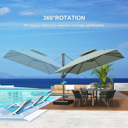 PURPLE LEAF Cantilever Patio Umbrella Outdoor Aluminum Offset Square Umbrella Windproof Heavy Duty Hanging Outside Umbrella for Deck Pool Garden