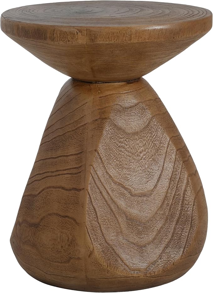 Christopher Knight Home Yone MGO Outdoor Side Table with Wood Grain Finish, Lightweight Concrete Accent Table for Indoor/Outdoor Usage, Small End Table with Waterdrop-Shaped Base, No Assembly, Wood