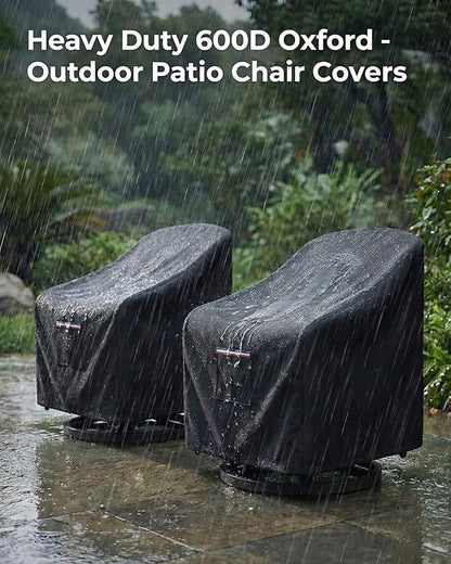 Waterproof Patio Chair Covers, 30W x 34D x 36H inches Heavy Duty Outdoor Furniture Protection Cover Weather Resistant 600D Oxford 2-Pack, Black