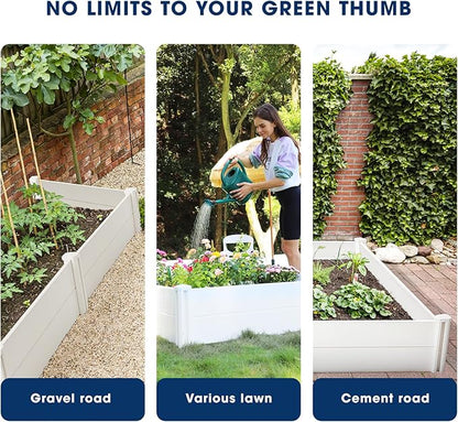PASAMIC 8x4x1ft Vinyl Raised Garden Bed, Rust-Proof Raised Plant Box for Gardening, Durable Outdoor Planter Box with Open Bottom, DIY Above Ground Vinyl Garden Beds for Fruit, Vegetables, Herbs