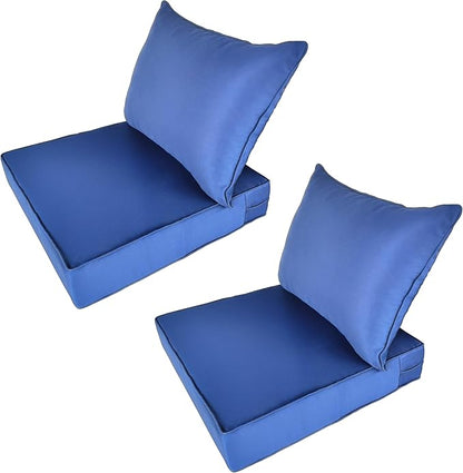 Outdoor Patio Furniture Replacement Cushions,25X25X5 Inch Deep Seat Chair Seat Back Cushion Set,All Weather Breathable Sectional Cushions for Patio Furniture Couch Loveseat,Navy Blue 2PCS