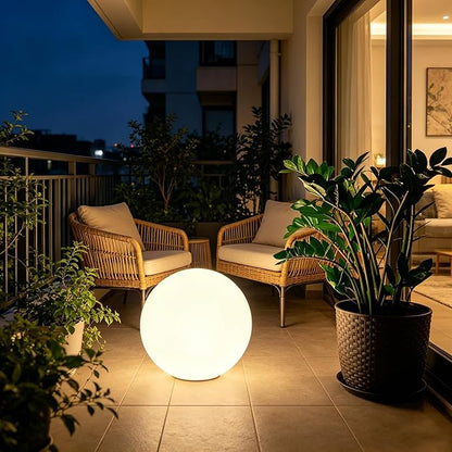 Globe Floor Lamp, 14-inch LED Ball Light with Remote,16 RGB Color Dimmable Rechargeable Nursery Globe Lamp, Waterproof Glowing Orb Light for Indoor Outdoor Lighting Decors