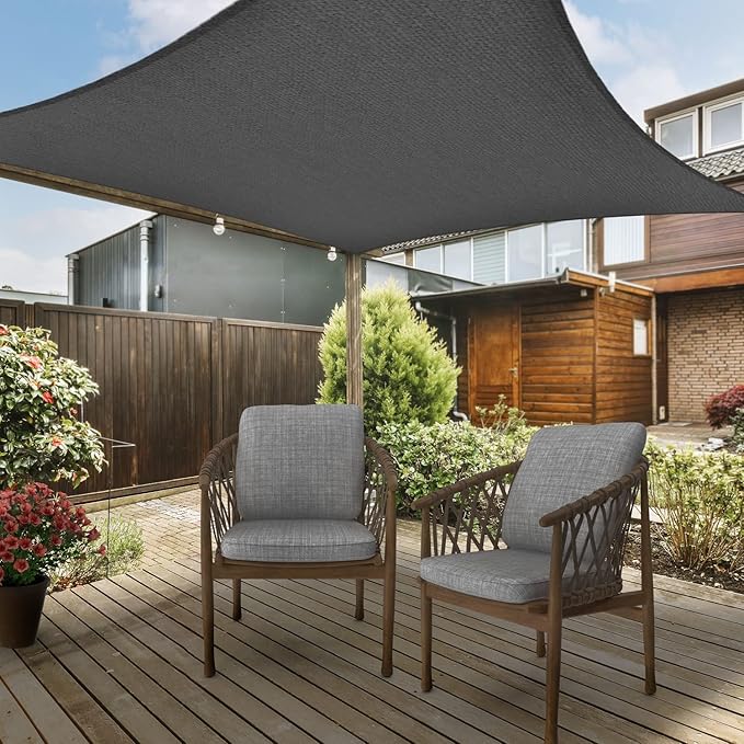 AsterOutdoor Sun Shade Sail Rectangle 10' x 13' UV Block Canopy for Patio Backyard Lawn Garden Outdoor Activities, Graphite