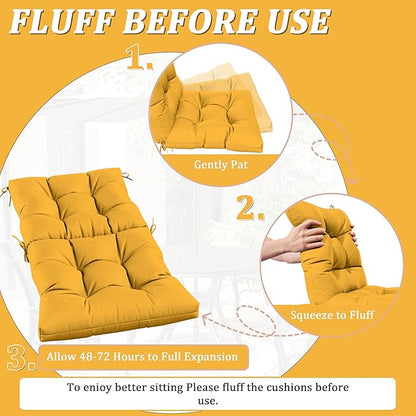 Patio Seat&Back Chair Cushions for Outdoor Furniture，Comfortable Cushions for Rocking/Dining/Lawn Chair-Set of 2