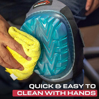 SAFE HANDLER Professional Gel Knee Pads with Foam Padding & Tough Abrasion Resistant Shell, Non-Marring Cap, Adjustable Velcro Strap, Non-Skid, Comfortable & Heavy Duty Knee Protection for Work