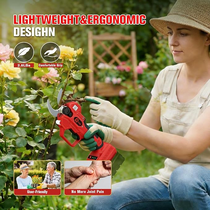 ohyes Pruning Shears Max 1.6IN Cutting Diameter Compatible with Milwaukee 18V Battery Packs with LCD Display SK7 Blade ohyes For Gardening & Tree Pruning(Battery not included)